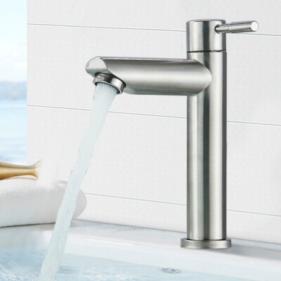 Edelstahl Wasserhahn Kaltwasser Waschtischarmatur Einhand Waschbecken Badarmatur