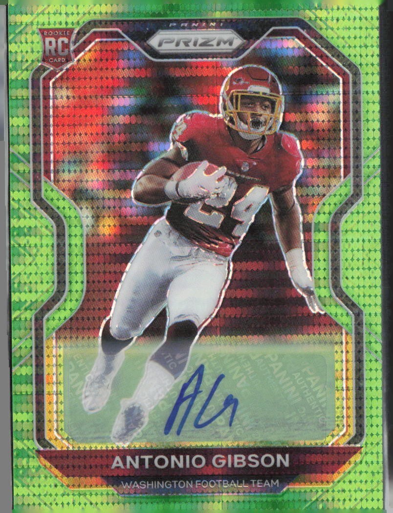 2020 Prizm Football Green Pulsar Rookie Autograph Antonio Gibson Auto Card #384