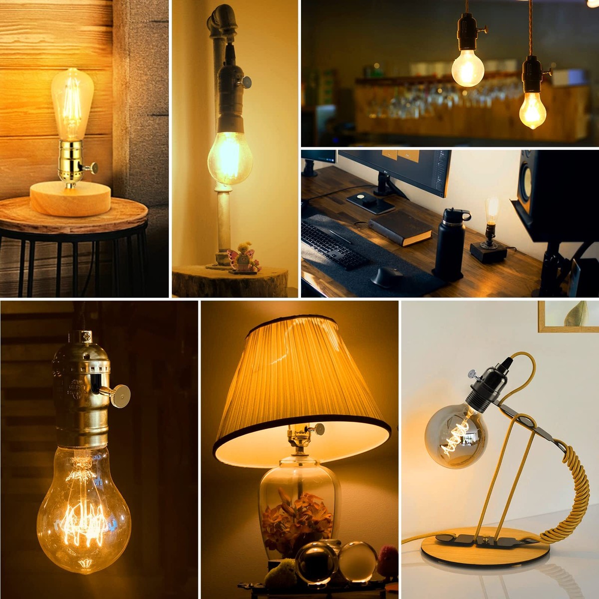 4-Piece Lamp Switch Knobs Replacement Set - Bronze Zinc Alloy Turn On/Off Knobs With Extensions