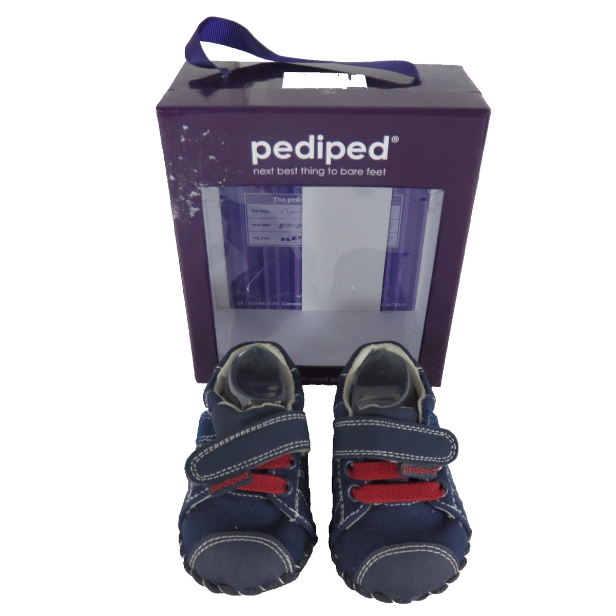 Pediped Jake Infant Shoes Sneakers XS 0-6 Months Navy Blue Red - Main Image