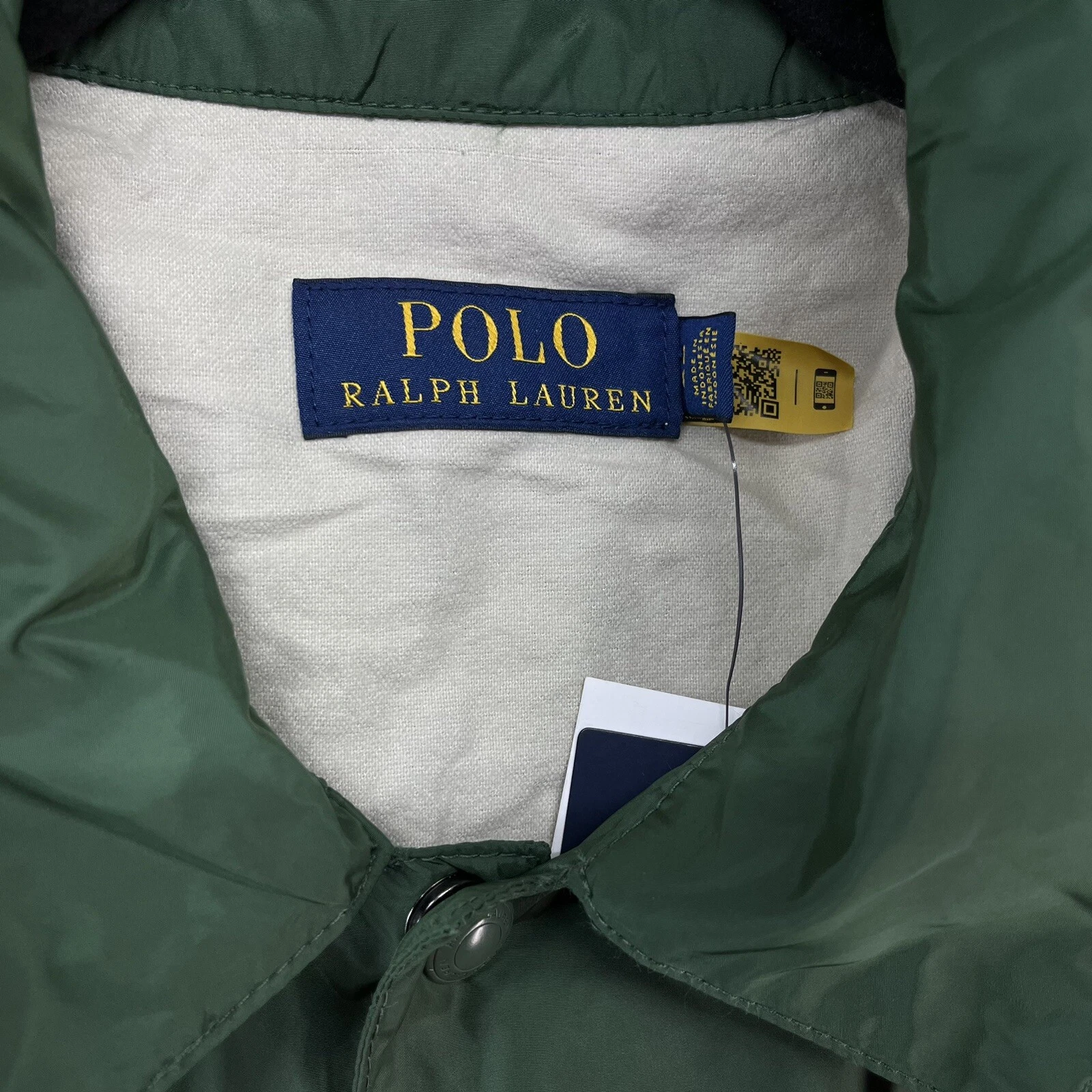 Giacca a vento Polo Ralph Lauren con cappuccio foderata in pile Coach verde uomo grande