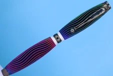 Red/Green/Blue Waves 3D Printed Ballpoint Pen Tri-Color Silk PLA & White Band