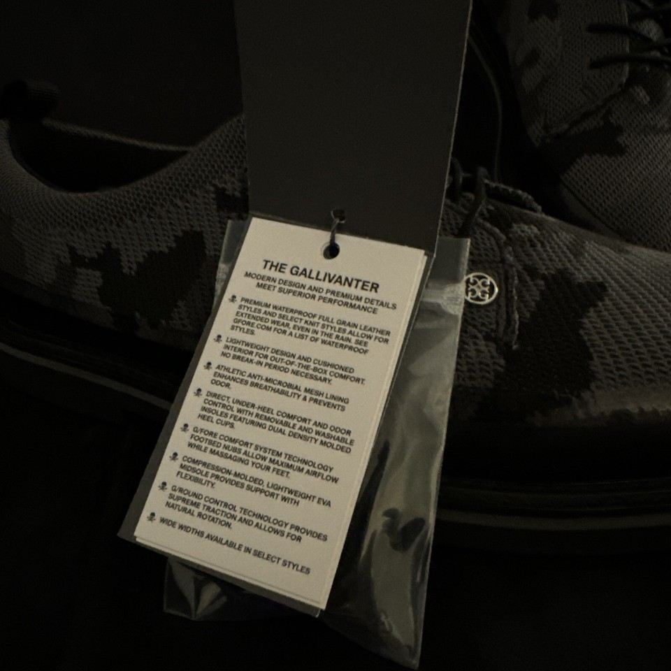 Men's Size 10 G/Fore Camo Knit Tuxedo Gallivanter Golf Shoes Onyx