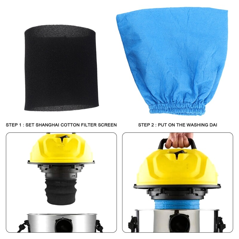 Molieeigin Vacuum Filter Bags & Foam Sleeves - 4-Pack For MV1, WD1, WD2, WD3 Wet/Dry Vacuums
