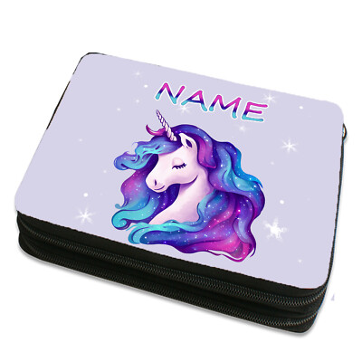 Federmäppchen Mädchen gefüllt Galaxy Einhorn Name Doppeldecker Federtasche Etui