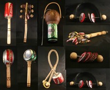 10 x Recycled rattles shaker tyre thunder bottle top drum jingle beer can hand