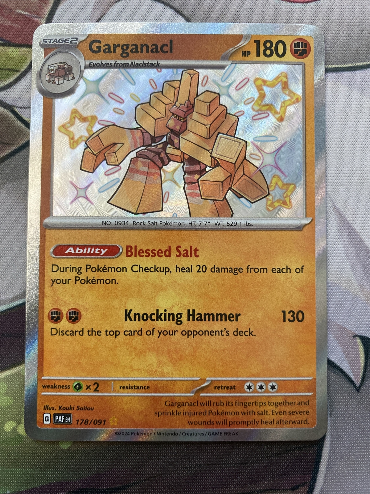 Pokémon TCG Garganacl Scarlet & Violet: Paldean Fates 178/091 Holo Shiny Rare NM