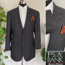 Jos A Bank Signature Two Button Blazer Wool Silk Blend Sport Coat Jacket 42R