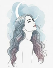 Digital Minimalist Line Art Woman Portrait - Modern Abstract Wall Art Print