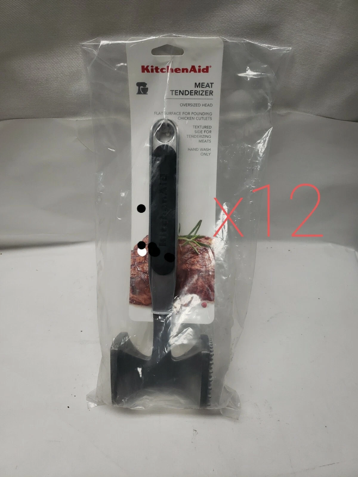 KitchenAid Stainless Steel Gourmet Meat Tenderizer - One Size - Black Pack of 12