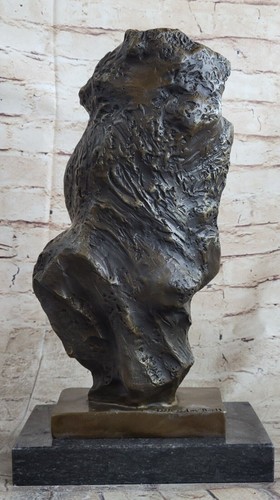 Abstrakte Bronze Gesicht Skulptur Marmorsockel Modern Kubismus Wohndeko Statue Kunst - Bild 5 von 10
