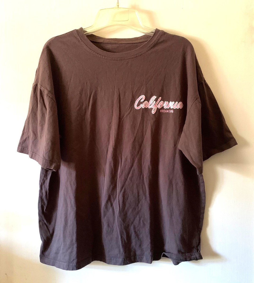 SHEIN California Dreaming Graphic T-Shirt Gray w/ Pink Size