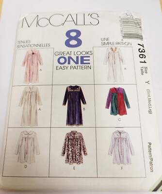 McCall's Pattern 7361 Robe Gown Jacket Dress Shirt  8 Great Looks S-M-L 