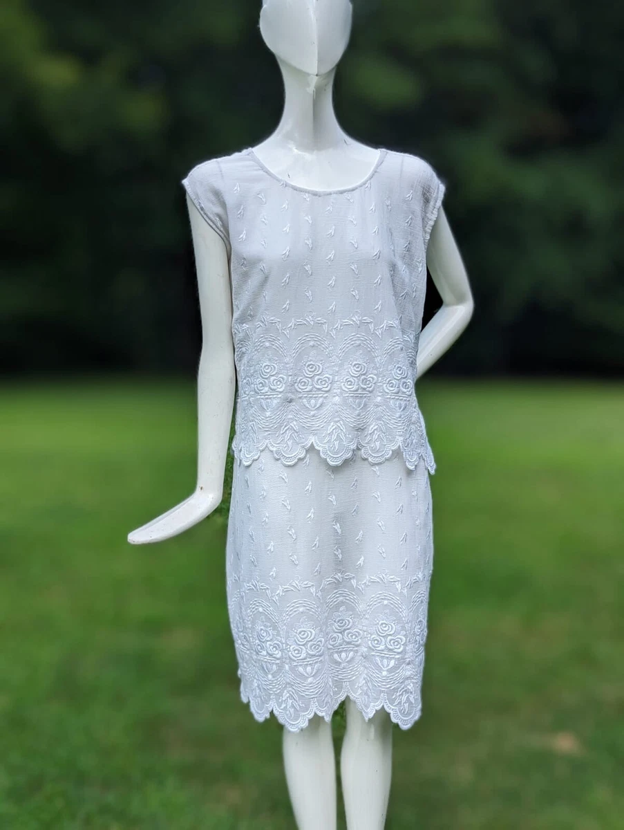 white beaded dress 1920s Mable Flapper Size small Flapper White Vintage Dresses 1920s