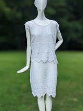 BEAUTIFUL FLAPPER 1920’S RICH EMBROIDERED WHITE MUSLIN DRESS 