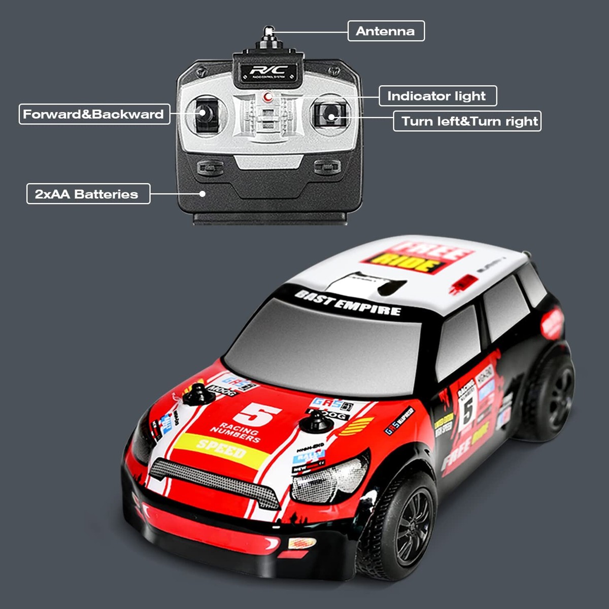 Blue Remote Control Car Rally Remote Control Car 1/28 Scale 2WD