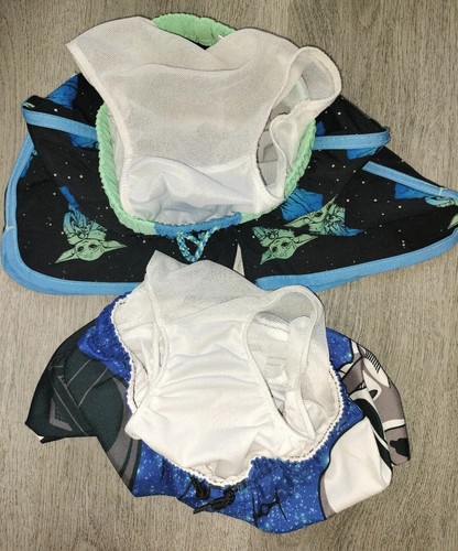 2x STAR WARS Boy's XS 4/5 Blue Swim Suits/Trunks/Board Shorts Yoda Grogu Vader - Picture 9 of 24