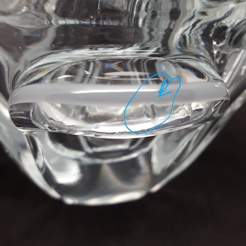 Heavy Hand Blown Freeform Glass/Crystal Votive or Ashtray Clear with Gray Streak - Picture 11 of 11
