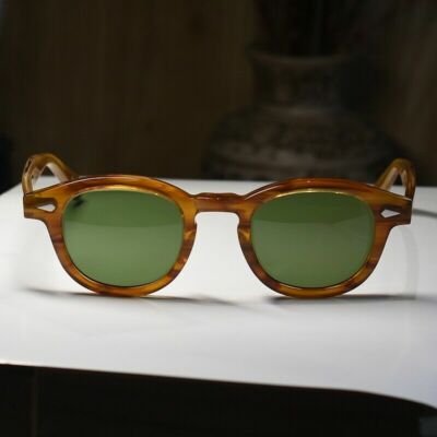 Vintage green sunglasses Johnny Dpp dark blonde glasses green glass lens UV400
