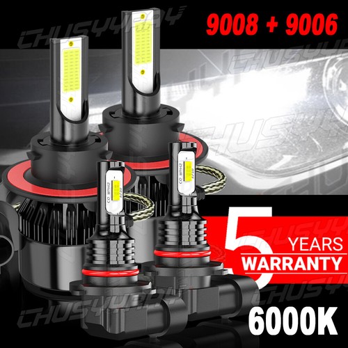 For Jeep Lberty 2002-06 8000K LED Headlght H/Lo+Fog Lghts Bulbs