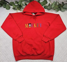 VTG Mickey Mouse Men's Red Pullover Hoodie Size XL Embroidered Made in USA