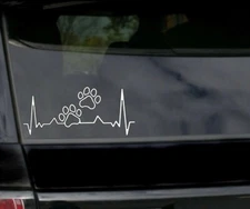 PAW PRINT with HEART PET CAT DOG Vinyl Decal Car Wall Window Sticker Heartbeat 