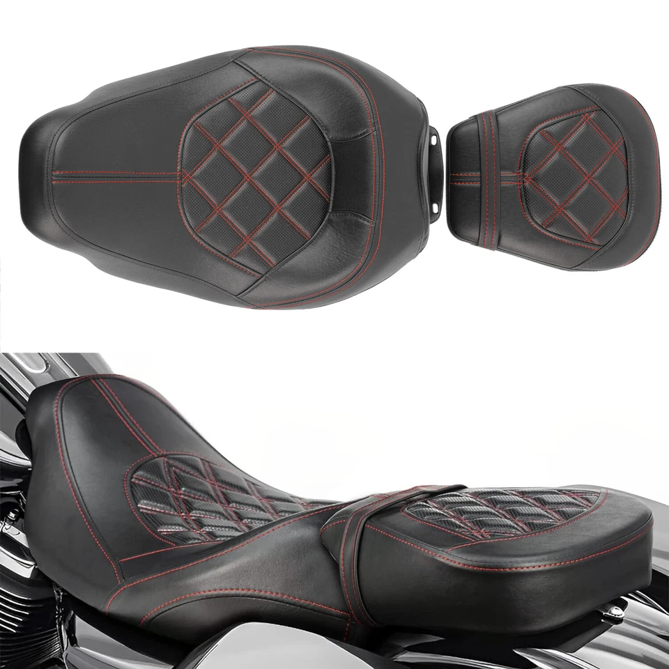 For Harley Davidson Touring CVO Ultra Electra Glide Driver Passenger Seat Red Foto 3 de 4