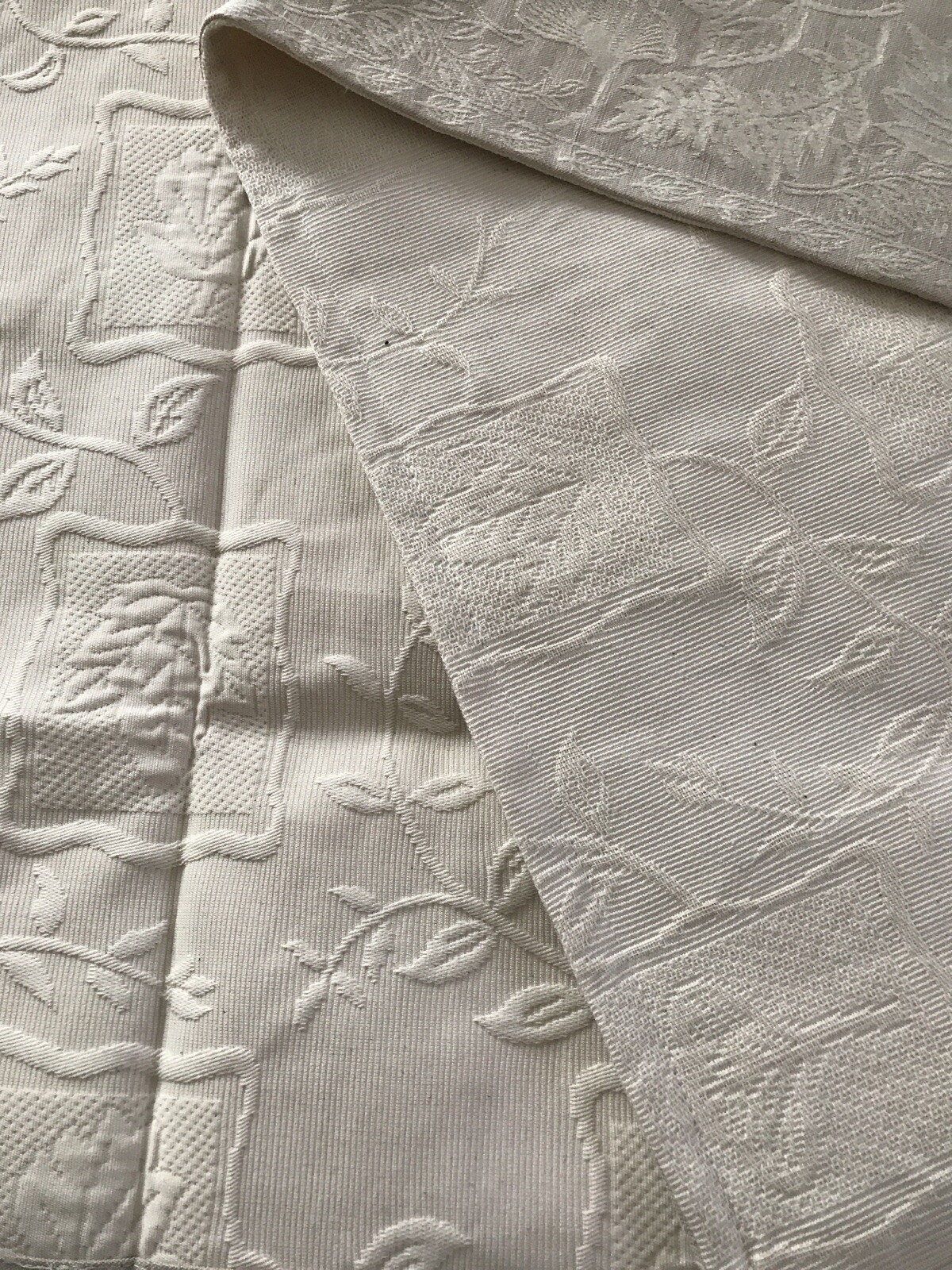 FAB! Cream Matelasse Cotton Tablecloth or Throw Blanket 68"x68" Made in France