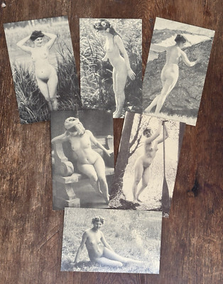 6x Vintage Französische Postkarten Akt Dame Models Draußen/Studio Nackt Carte Postale