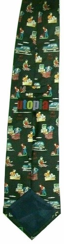 "Corbata Utopia Hombre 100 % Cuello de Seda #1 PAPÁ Día del Padre Regalo Negro Rojo Verde Azul 56,5" - Imagen 4 de 6