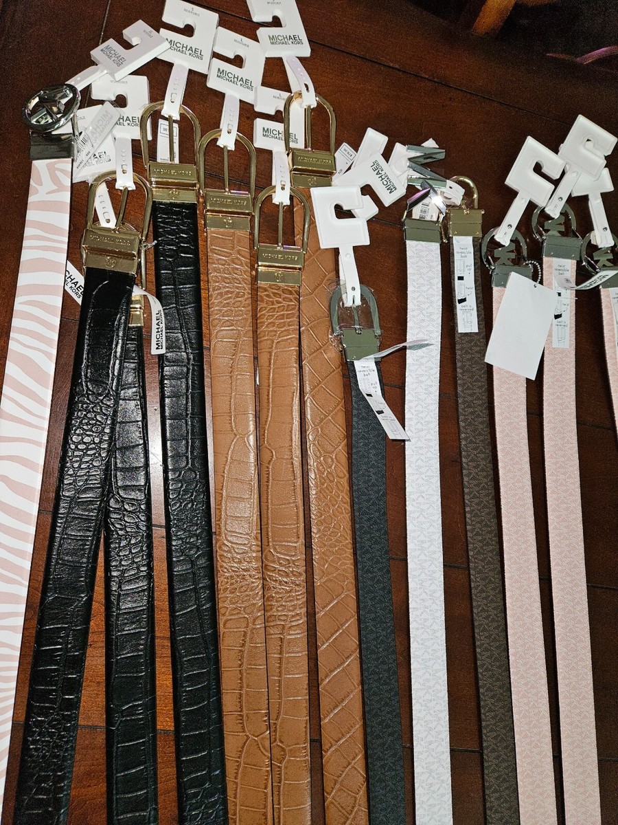 New MICHAEL KORS Twist Reversible MK Logo LEATHER Belt  display picture 1