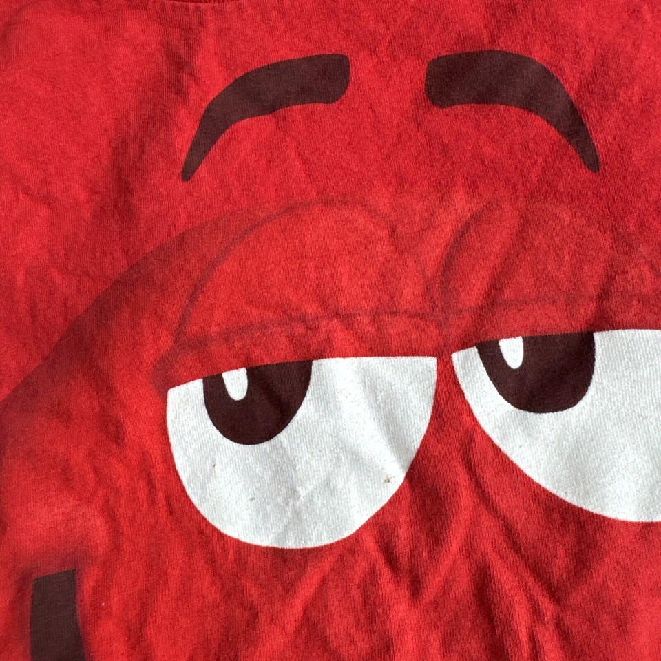 Youth Size Medium M M&M Chocolates AOP Vintage Y2K Short Sleeve Red T