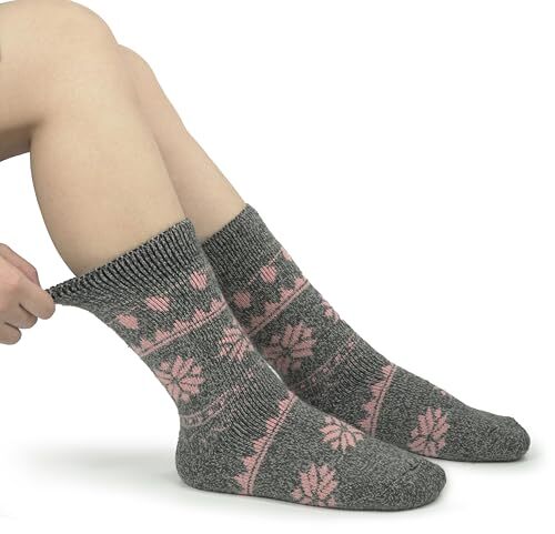 Women Thermal Socks - Thick Boot Sock Warm Winter 5-10 1 Pair - Christmas Pink - Picture 5 of 7