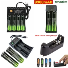 3.7V Rechargeable Button top Li-ion Batteries (9900mAh), 1/2/4slot USB  Charger