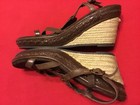 BASS Ciara ESPADRILLES Shoes Brown Leather T Strap WEDGE Sandal heels Womens 7.5 — photo 7
