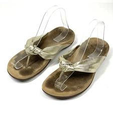 Vionic Womens Pippa Champagne Gold Leather Slip On Comfort Thong Sandals 8.5