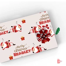 Merry Christmas Name Personalized Gift Wrap Chill Santa Holiday Gift Paper Roll