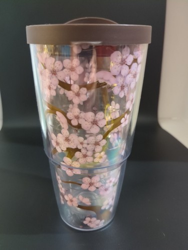 Tervis Tumbler 24oz Cherry Blossom Travel Lid Cold Travel Cup Large Hot or Cold - Picture 2 of 5