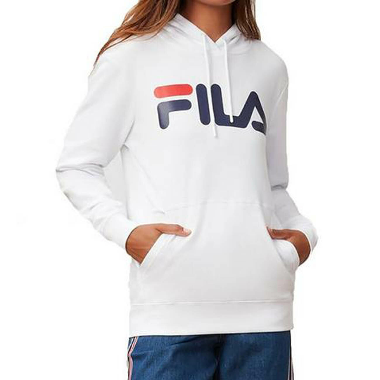 Felpa con cappuccio donna e uomo FILA BIANCA LOGO CLASSICO solo taglia small NUOVA