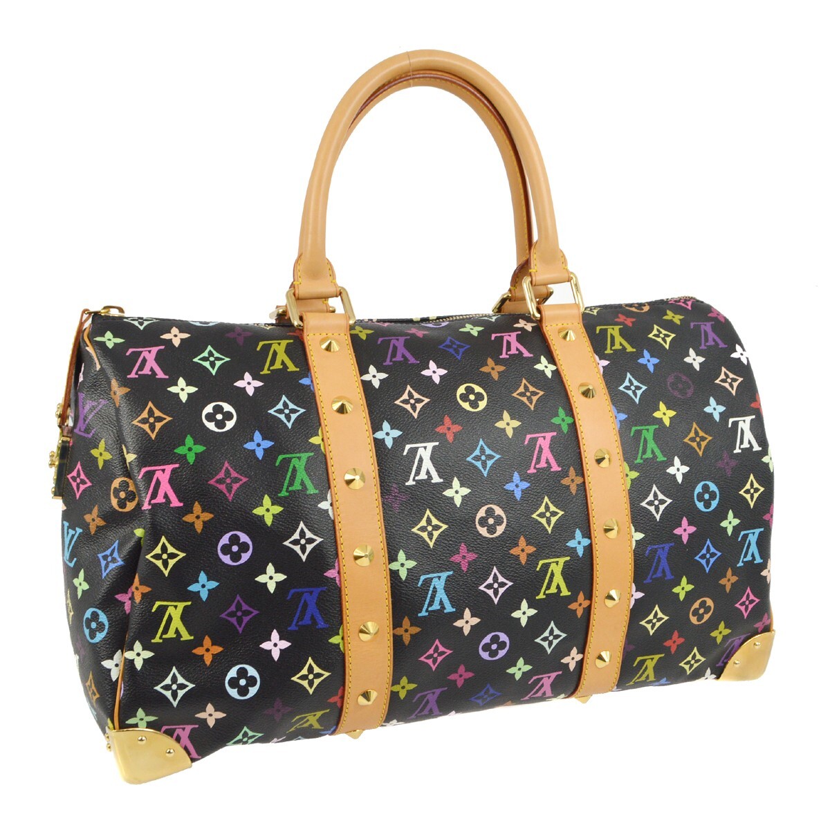 Louis Vuitton Black Monogram Multicolor Keepall 45 Duffle M92640  
