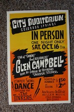 Glen Campbell Concert Poster 1978 Colorado Springs City Auditorium --