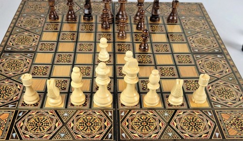 20" Chess Board and Backgammon Folding Set. Mosaic inlay pearls.Christmas Gifts - Picture 5 of 27
