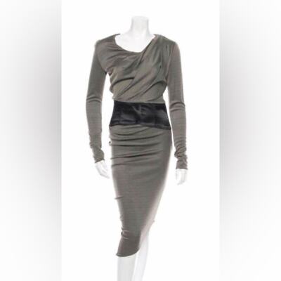Alexander Wang Olive Green Draped Corset Long Sleeve Midi Dress Size 4 |  eBay