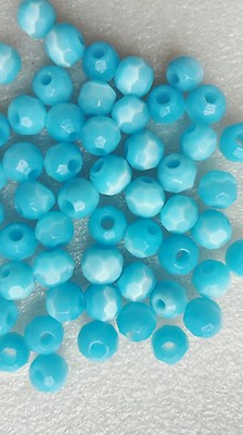 100 Katzenaugen facettiert 7 - 8 mm in türkis blau Loch 3 mm Basteln Schmuckherstellung 