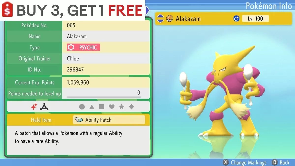 Shiny Alakazam / Pokémon Brilliant Diamond and Shining Pearl / 6IV Pokemon  / Shiny Pokemon