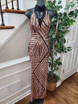 slim fit dress slacks Alyce Paris Sequin Halter Neck HoCo Dress 40127 main image 1