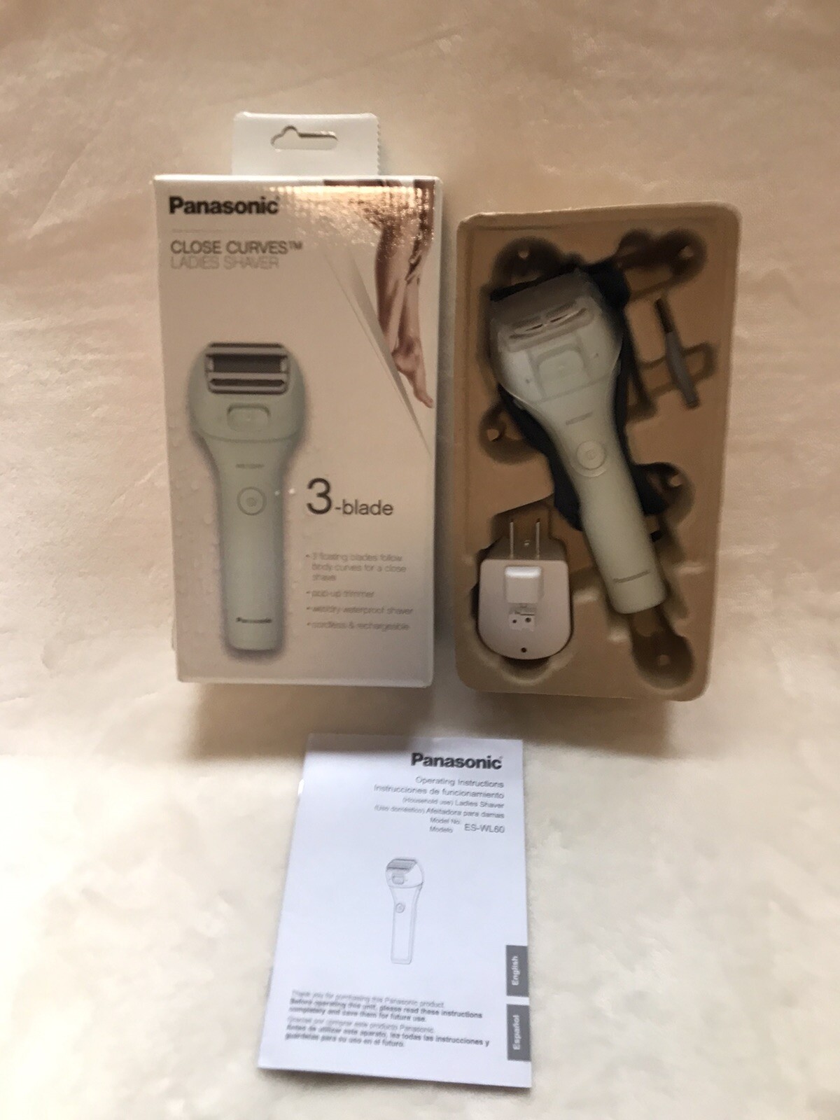 Panasonic Close Curves Electric Razor for Women, Cordless 3-Blade Shaver - Green