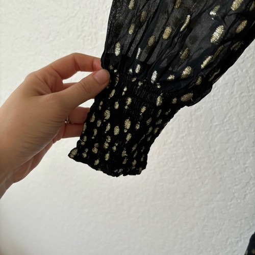 Lilly Pulitzer Cristiana Black & Gold Dot Fil Coup Long Sleeve Midi Dress Size 8 - Picture 7 of 9
