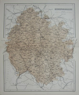 1868 MAP ENGLAND ~ HEREFORDSHIRE KINGTON PEMBRIDGE LEOMINSTER BROMYARD