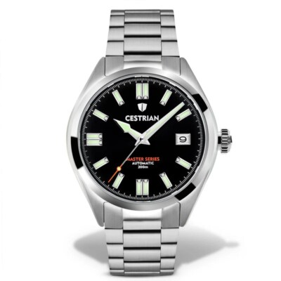 Cestrian Master Series schwarzes Zifferblatt Stahlarmband automatische Herrenuhr